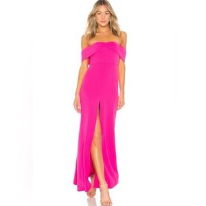 Lovers + Friends Danica Gown in Fuchsia Barbie Strapless Maxi Dress Small